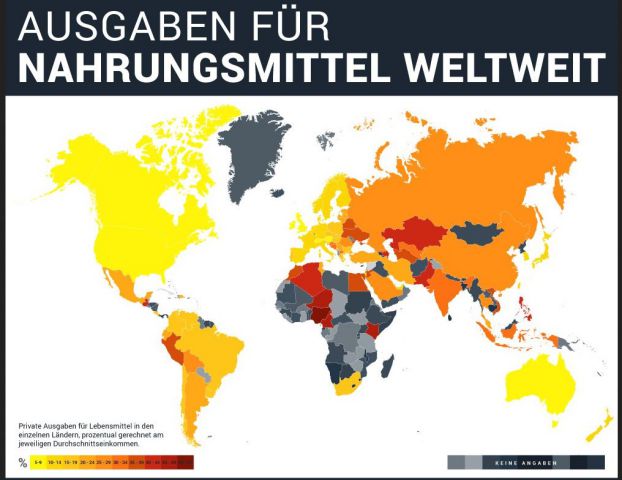 Ausgaben für Lebensmittel weltweit